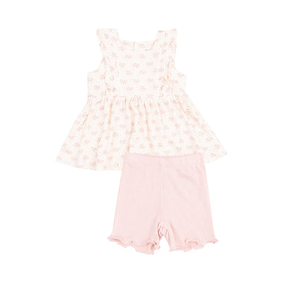 Vintage Mini Bows Square Neck Ruffle Tank & Bike Short - Twinkle Twinkle Little One