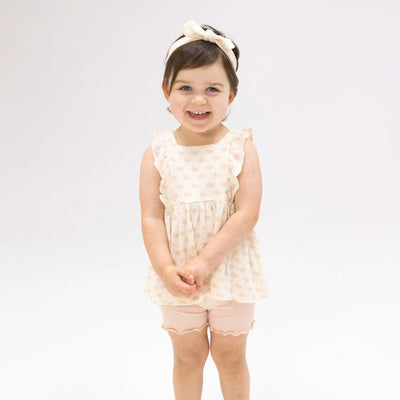 Vintage Mini Bows Square Neck Ruffle Tank & Bike Short - Twinkle Twinkle Little One