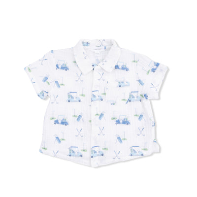 Baby Golf Carts Blue - Polo Button Up with Casual Short