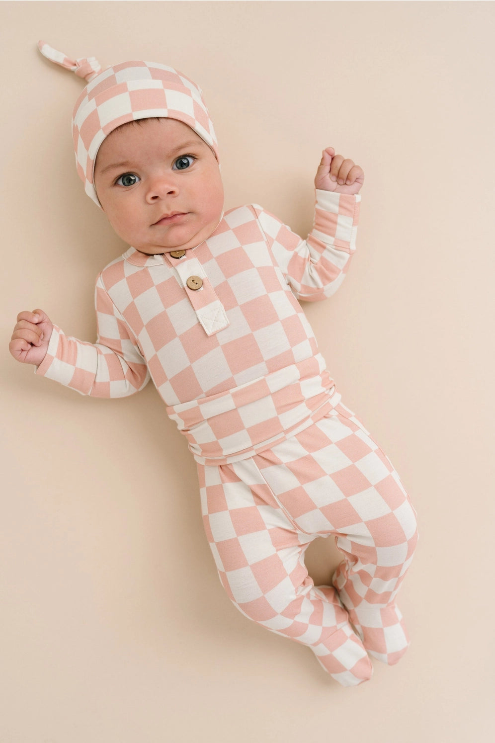 Pink Checkered Bamboo Three Piece Set - Newborn - Twinkle Twinkle Little One