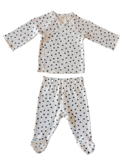 Blue Flower Organic Pointelle Newborn Set - Twinkle Twinkle Little One