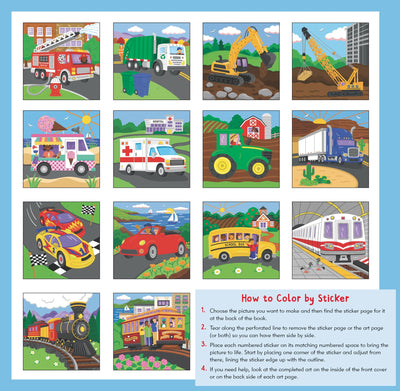 My First Color-By-Sticker Book -- Cars, Trucks, & Trains - image 2