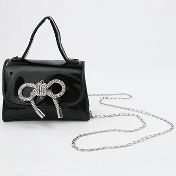 Black Patent Silver Bow Purse - Twinkle Twinkle Little One