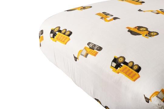 Yellow Digger Crib Sheet - Twinkle Twinkle Little One