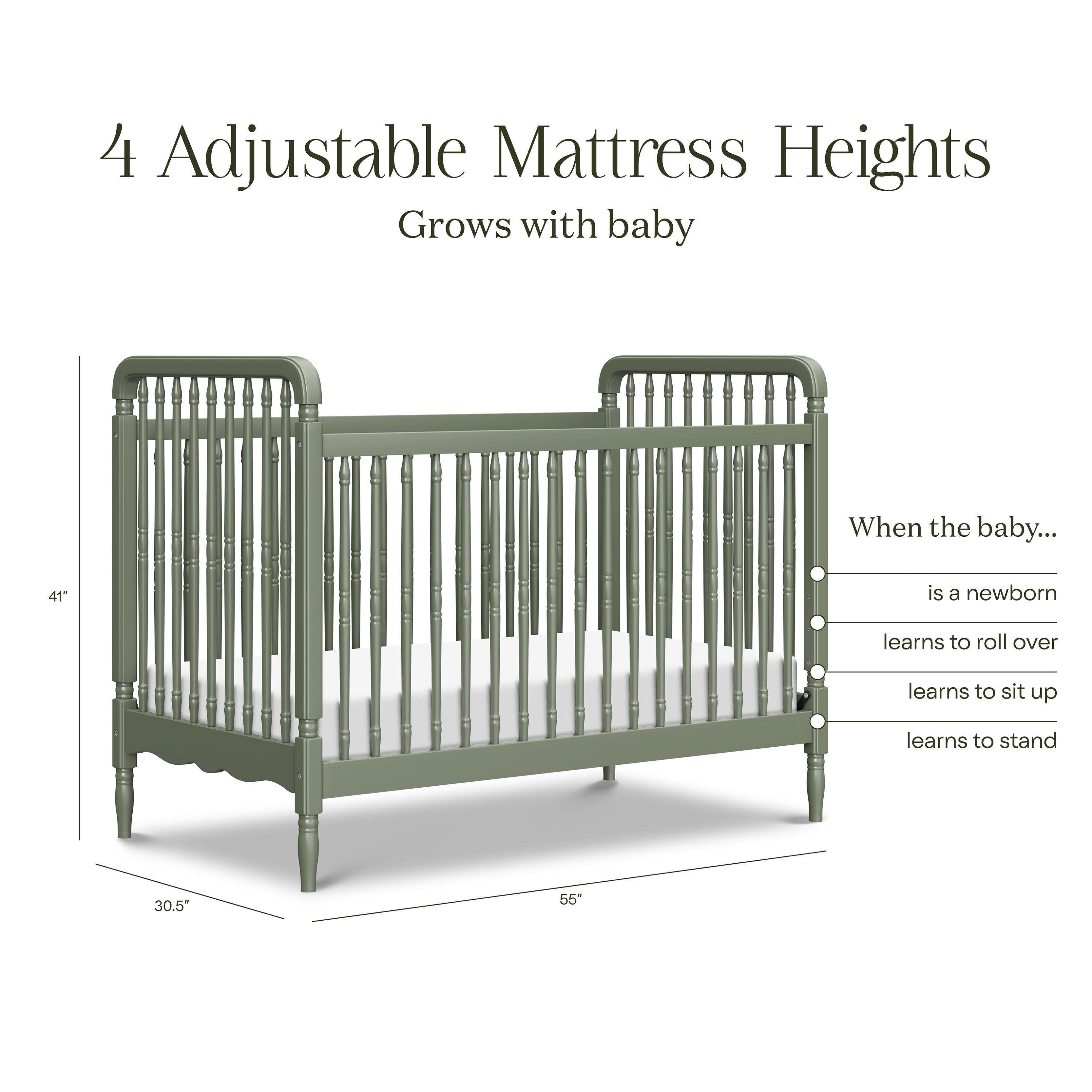Namesake Liberty 3-in-1 Convertible Spindle Crib with Toddler Bed Conversion Kit