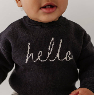 Baby Hello Knit Sweater & Pants Set - Charcoal