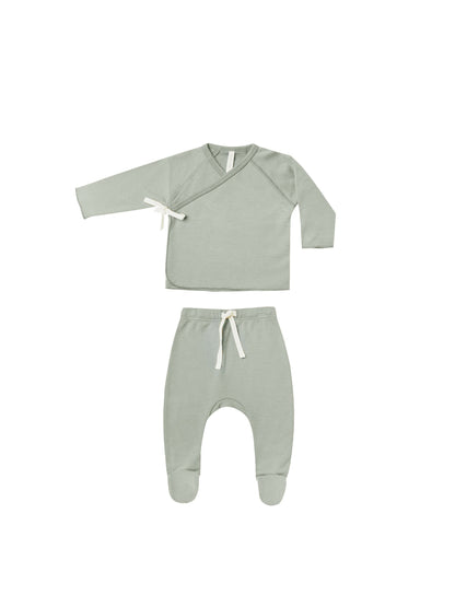 Newborn Sage Hat, Wrap Top & Pant Set - Twinkle Twinkle Little One