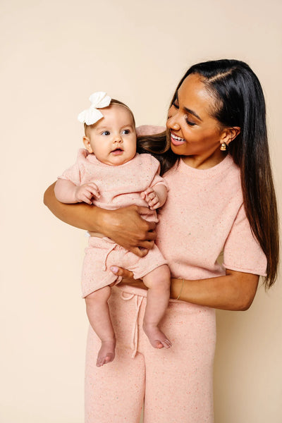 Lou Lou & Company KNIT SHORT SLEEVE TEE & KNIT SHORTS Set - PETAL SPECKLE - Twinkle Twinkle Little One