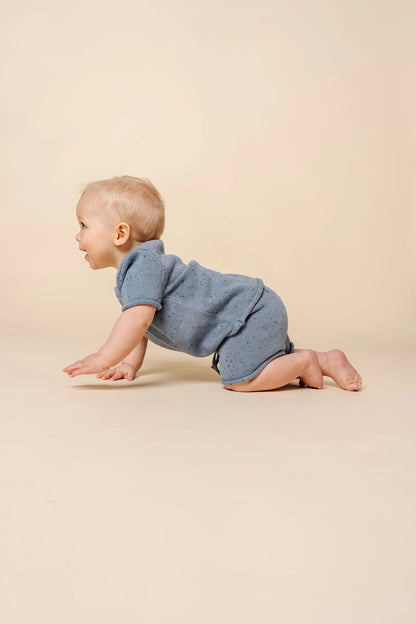Lou Lou & Company KNIT SHORT SLEEVE TEE & KNIT SHORTS Set - Cadet SPECKLE - Twinkle Twinkle Little One
