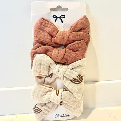 Tied Muslin Bow Clips - Twinkle Twinkle Little One