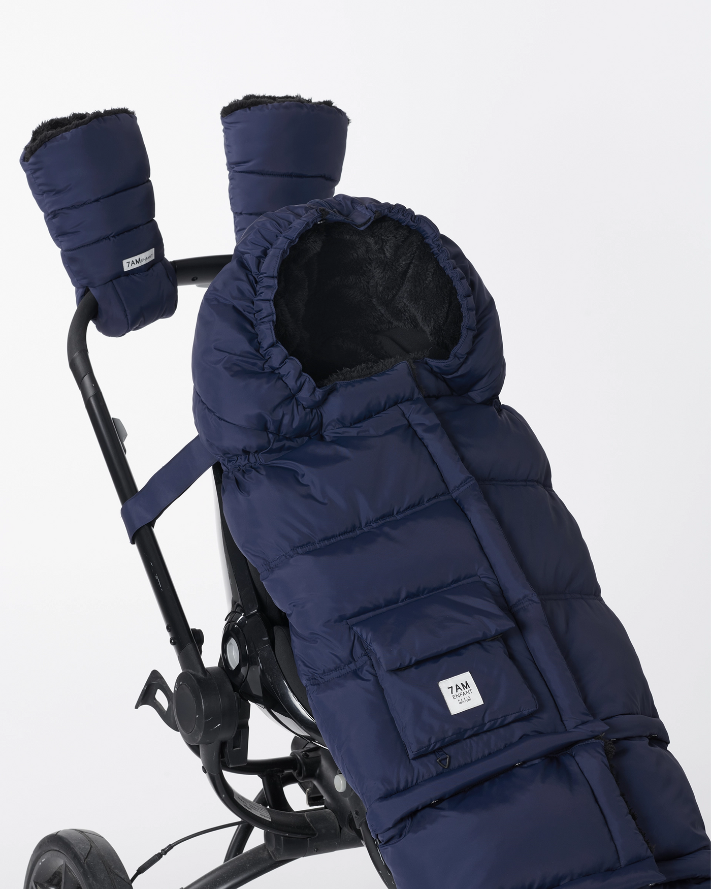 7 A.M. Enfant Warmmuffs - Navy Plush - Twinkle Twinkle Little One