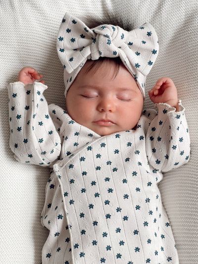 Blue Flower Organic Pointelle Newborn Set - Twinkle Twinkle Little One