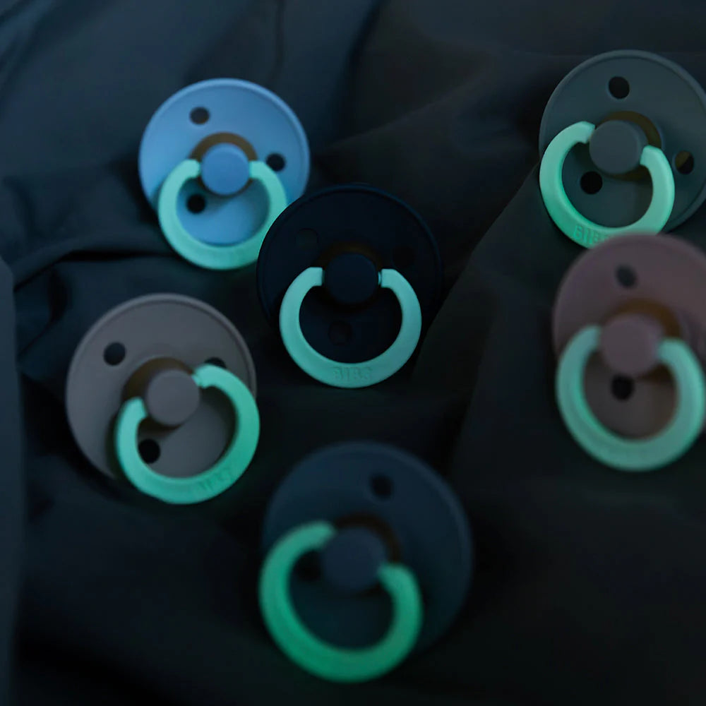 BIBS Colour 2 PACK Blush GLOW/Woodchuck GLOW Pacifier 2 Pack