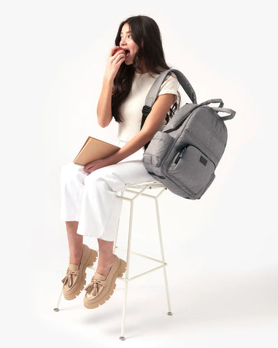 7 A.M. Enfant BK718 Diaper Backpack - Heather Grey - Twinkle Twinkle Little One