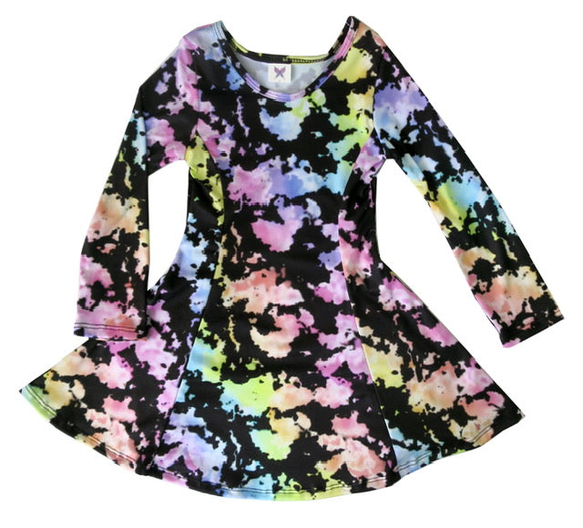 Sparkle Fit & Flare Dress - Black Tie Dye Twinkle Twinkle Little One Sparkle Fit & Flare Dress - Black Tie Dye Twinkle Twinkle Little One
