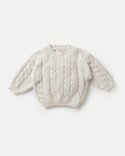 7 A.M. Fuzzy Boxy Cable Sweater  - Ecru - Twinkle Twinkle Little One