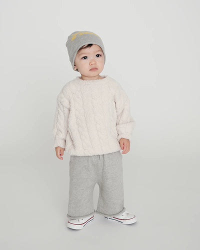7 A.M. Fuzzy Boxy Cable Sweater  - Ecru - Twinkle Twinkle Little One