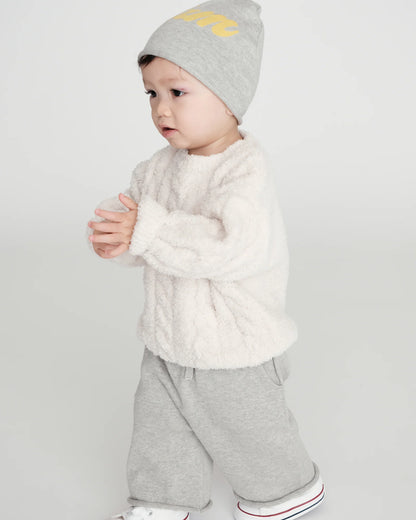 7 A.M. Fuzzy Boxy Cable Sweater  - Ecru - Twinkle Twinkle Little One