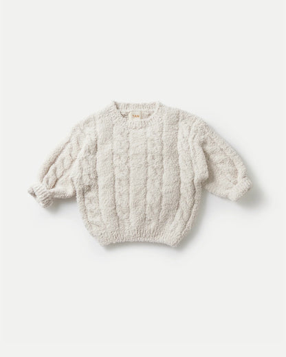 7 A.M. Fuzzy Boxy Cable Sweater  - Ecru - Twinkle Twinkle Little One