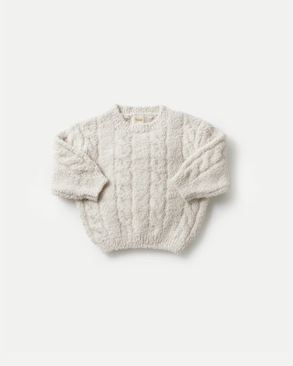 7 A.M. Fuzzy Boxy Cable Sweater  - Ecru - Twinkle Twinkle Little One