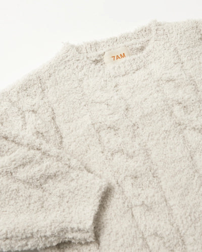 7 A.M. Fuzzy Boxy Cable Sweater  - Ecru - Twinkle Twinkle Little One