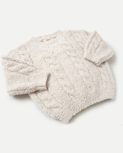 7 A.M. Fuzzy Boxy Cable Sweater  - Ecru - Twinkle Twinkle Little One