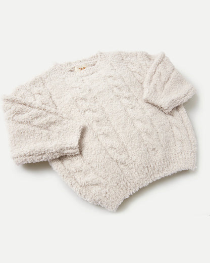 7 A.M. Fuzzy Boxy Cable Sweater  - Ecru - Twinkle Twinkle Little One