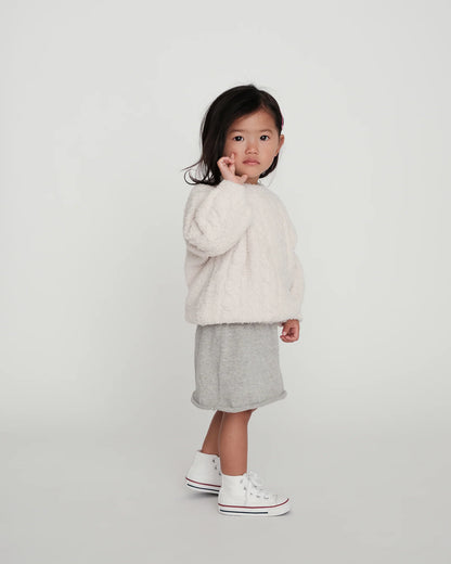 7 A.M. Fuzzy Boxy Cable Sweater  - Ecru - Twinkle Twinkle Little One