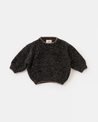 7 A.M. Enfant Boxy Sweater Fuzzy - Black Melange - Twinkle Twinkle Little One
