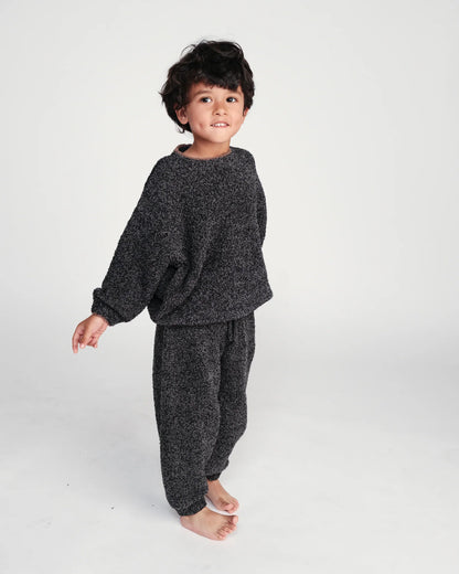 7 A.M. Enfant Boxy Sweater Fuzzy - Black Melange - Twinkle Twinkle Little One