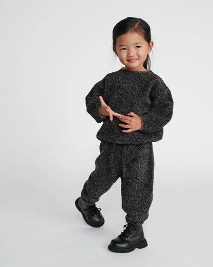 7 A.M. Enfant Boxy Sweater Fuzzy - Black Melange - Twinkle Twinkle Little One