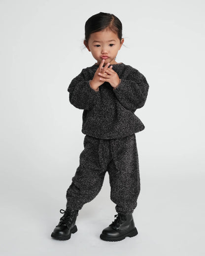 7 A.M. Enfant Boxy Sweater Fuzzy - Black Melange - Twinkle Twinkle Little One