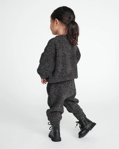 7 A.M. Enfant Boxy Sweater Fuzzy - Black Melange - Twinkle Twinkle Little One