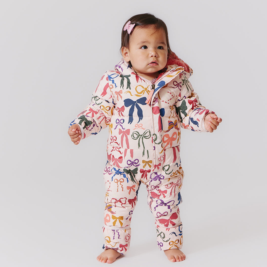 Baby Snowsuit - Bows on Bows Pink