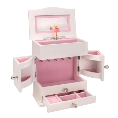 Graceful Grand Ballerina Musical Jewelry Box – White