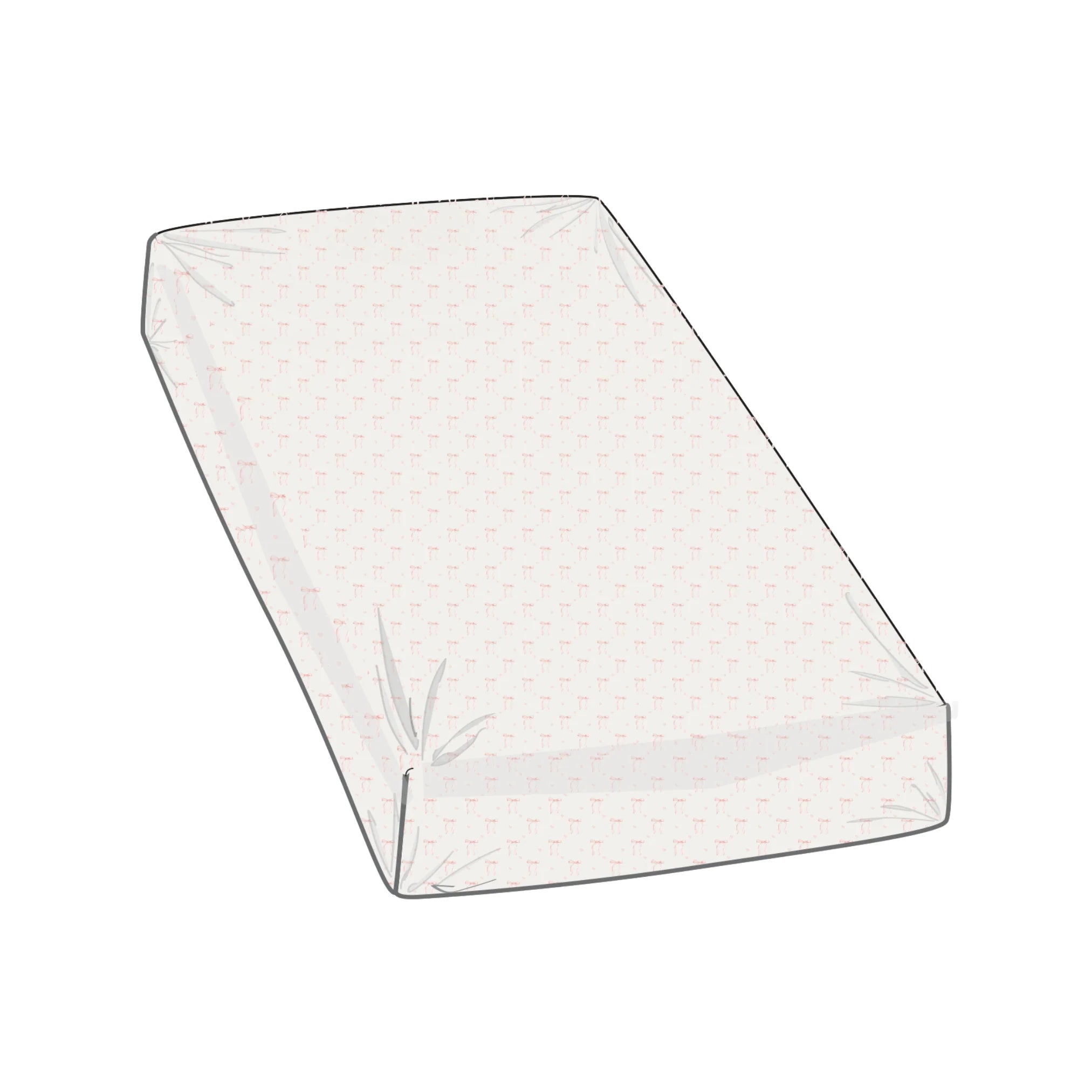 BASSINET SHEET / CHANGING PAD COVER - Heart Ribbon