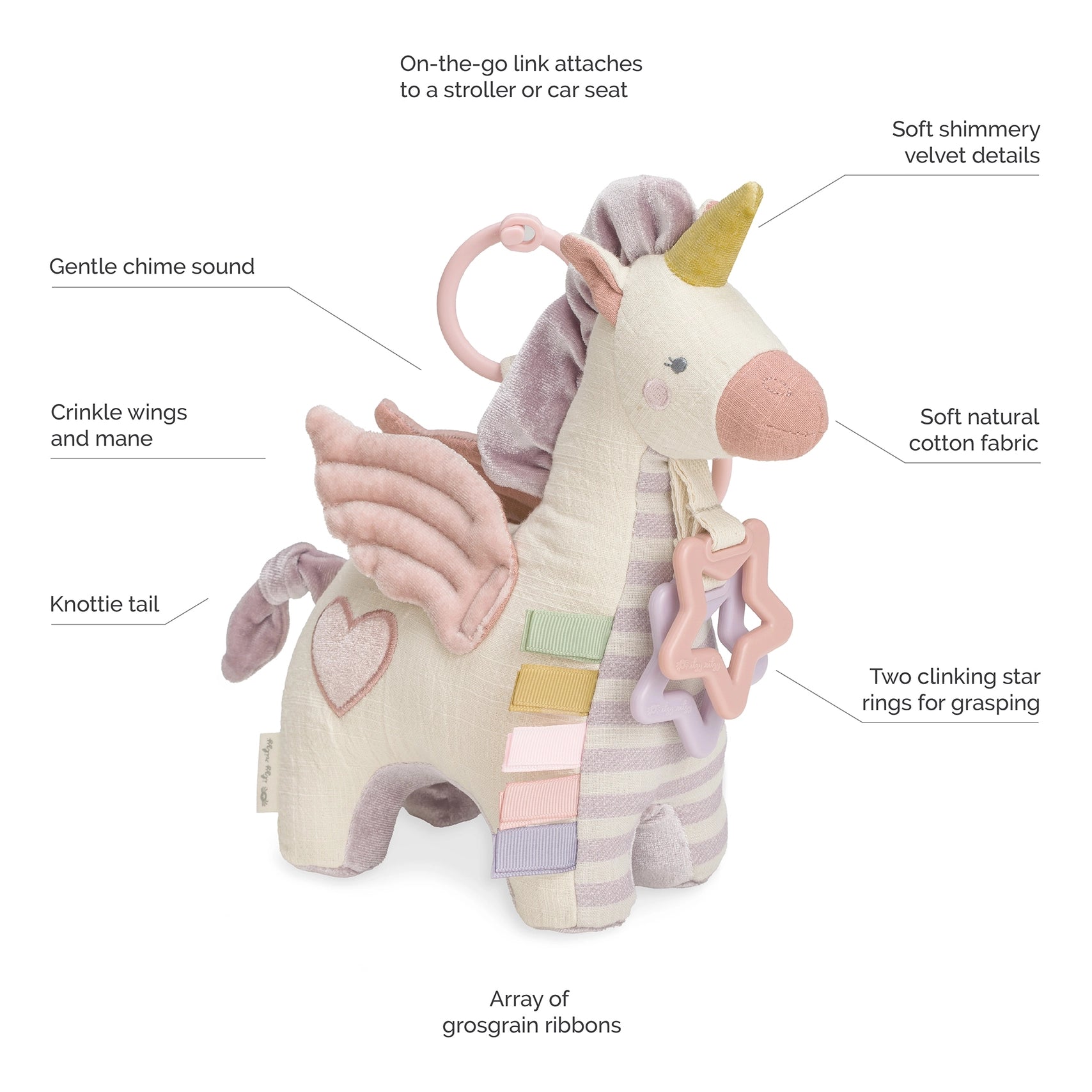 Bespoke Link & Love™ Activity Plush & Teether Toy - Pegasus - Twinkle Twinkle Little One