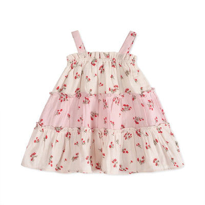 Bijou Tiered Floral Organic Baby Dress & Bloomer Set