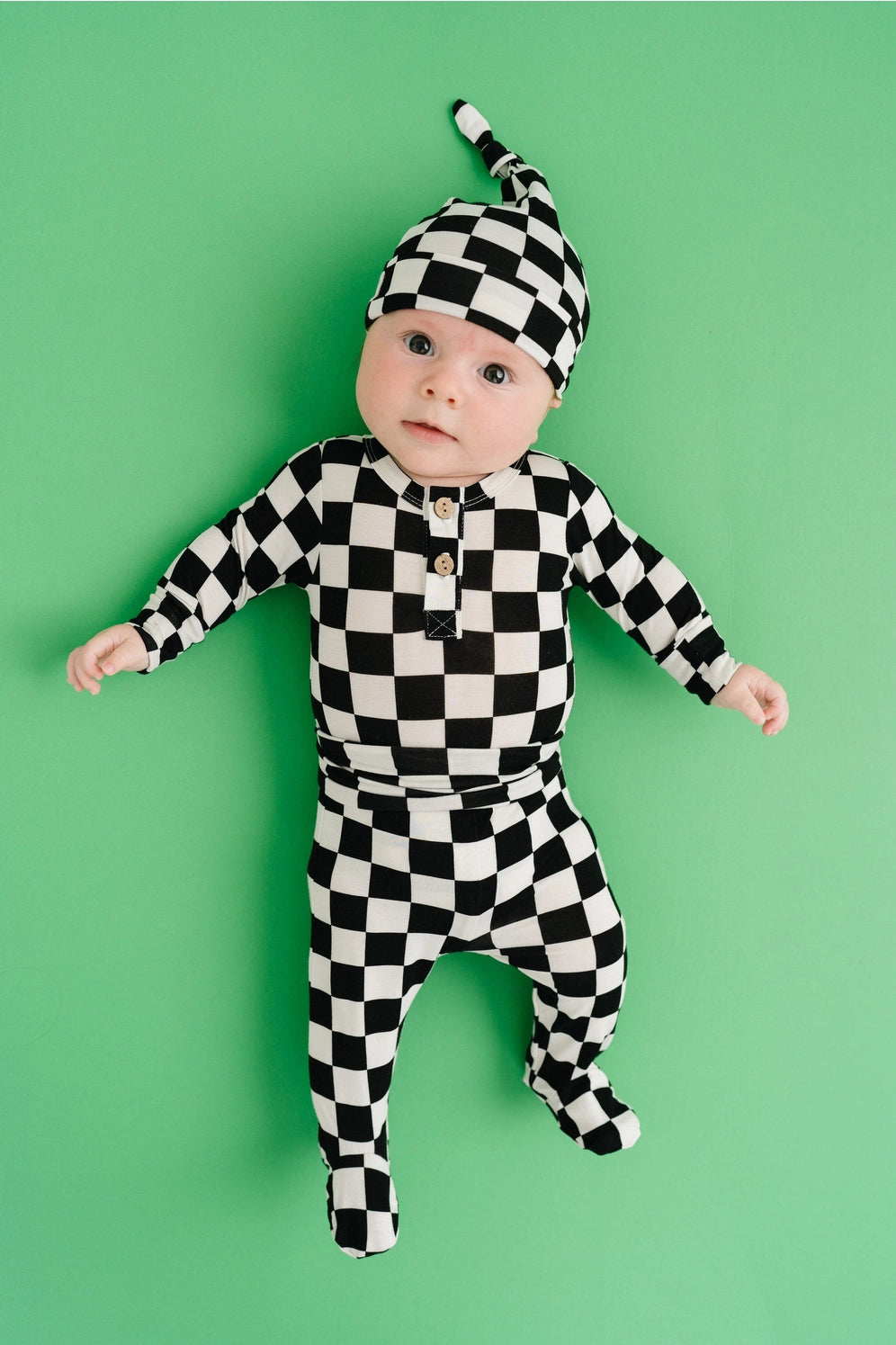 Black Checkered Bamboo Three Piece Set - Newborn - Twinkle Twinkle Little One