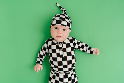Black Checkered Bamboo Three Piece Set - Newborn - Twinkle Twinkle Little One