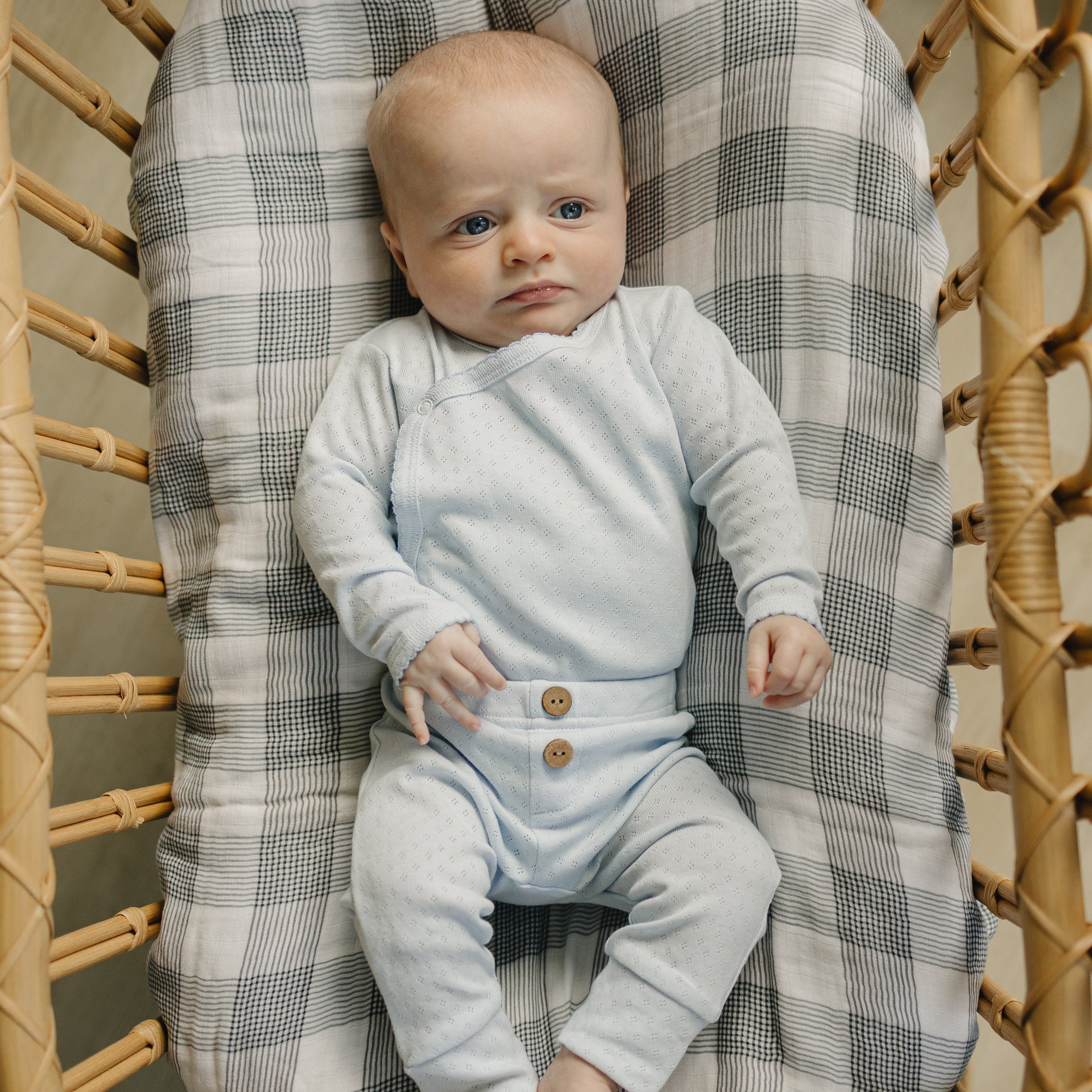 Blue Pointelle Layette Set - Newborn