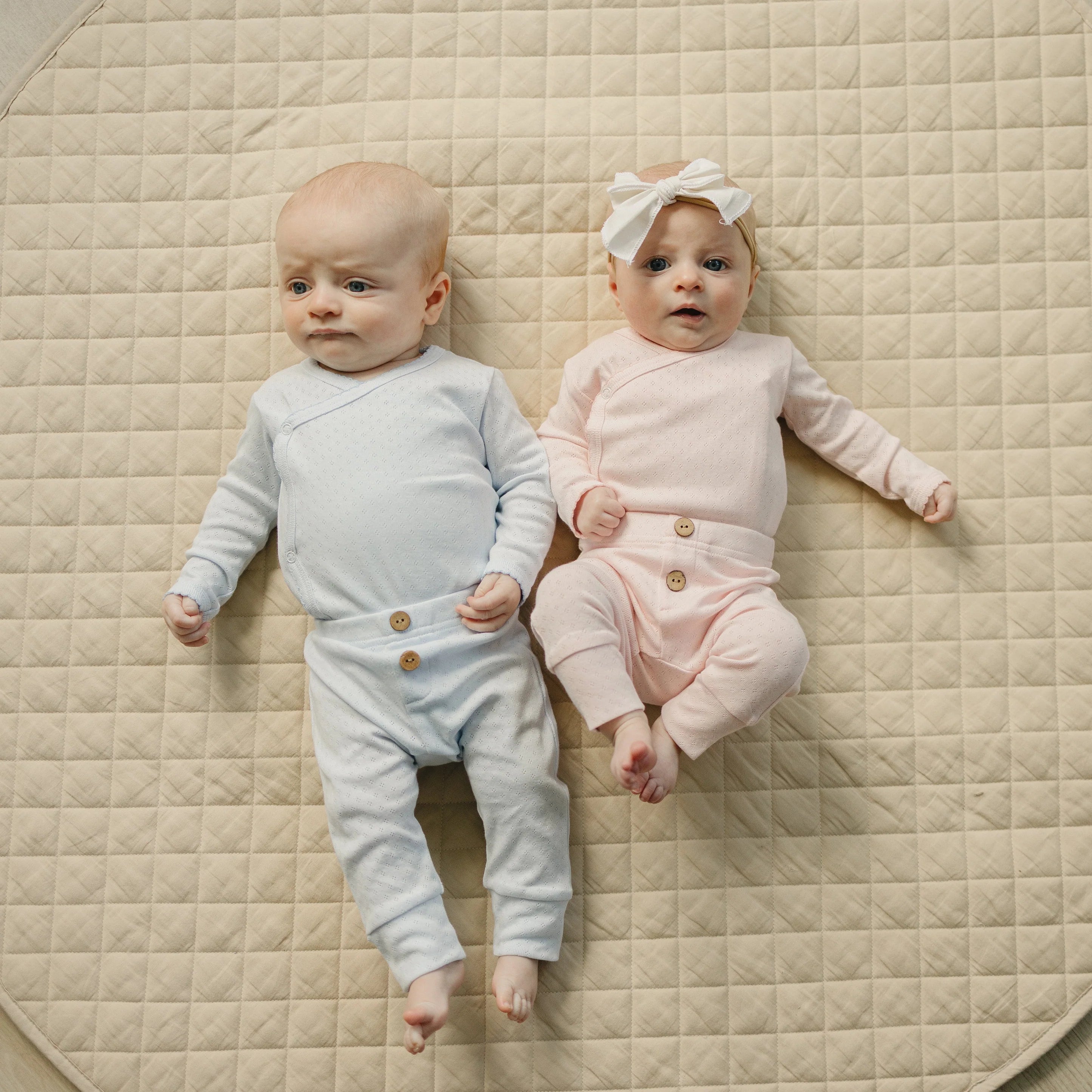 Blue Pointelle Layette Set - Newborn