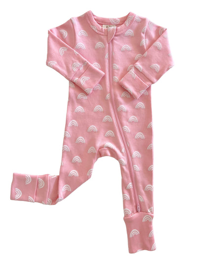 Blush Rainbow Organic 2-Way Zip Romper - Twinkle Twinkle Little One