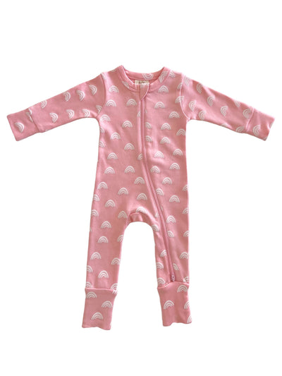 Blush Rainbow Organic 2-Way Zip Romper - Twinkle Twinkle Little One