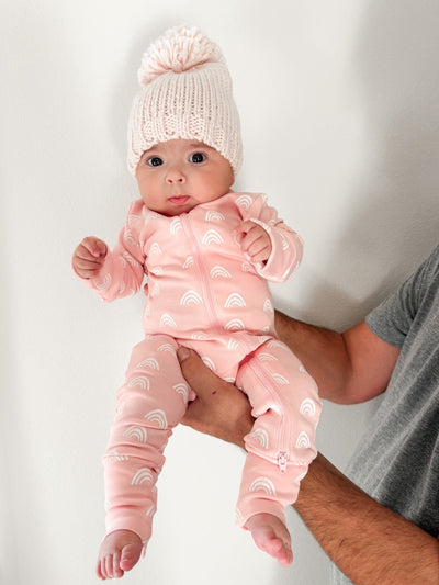 Blush Rainbow Organic 2-Way Zip Romper - Twinkle Twinkle Little One