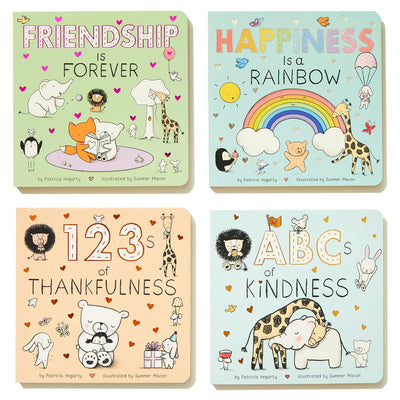 Books of Kindness: ABCs of Kindness; 123s of Thankfulness; Happiness Is a Rainbow; Friendship is Forever