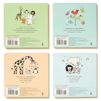 Books of Kindness: ABCs of Kindness; 123s of Thankfulness; Happiness Is a Rainbow; Friendship is Forever