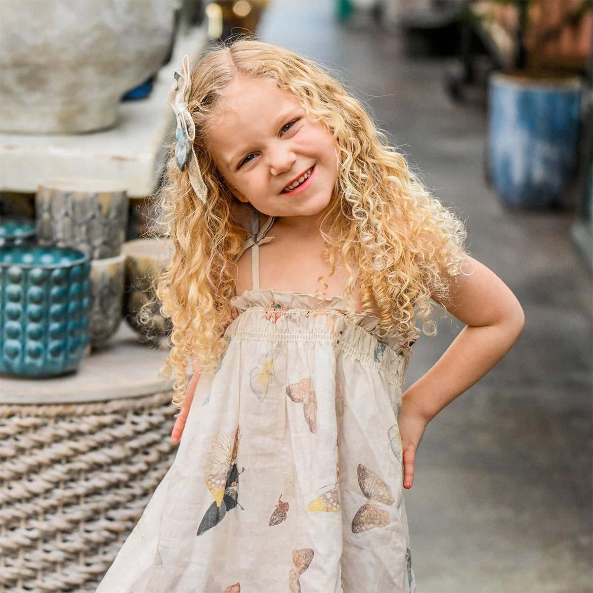 Natural Brandie Dress - Butterfly Garden