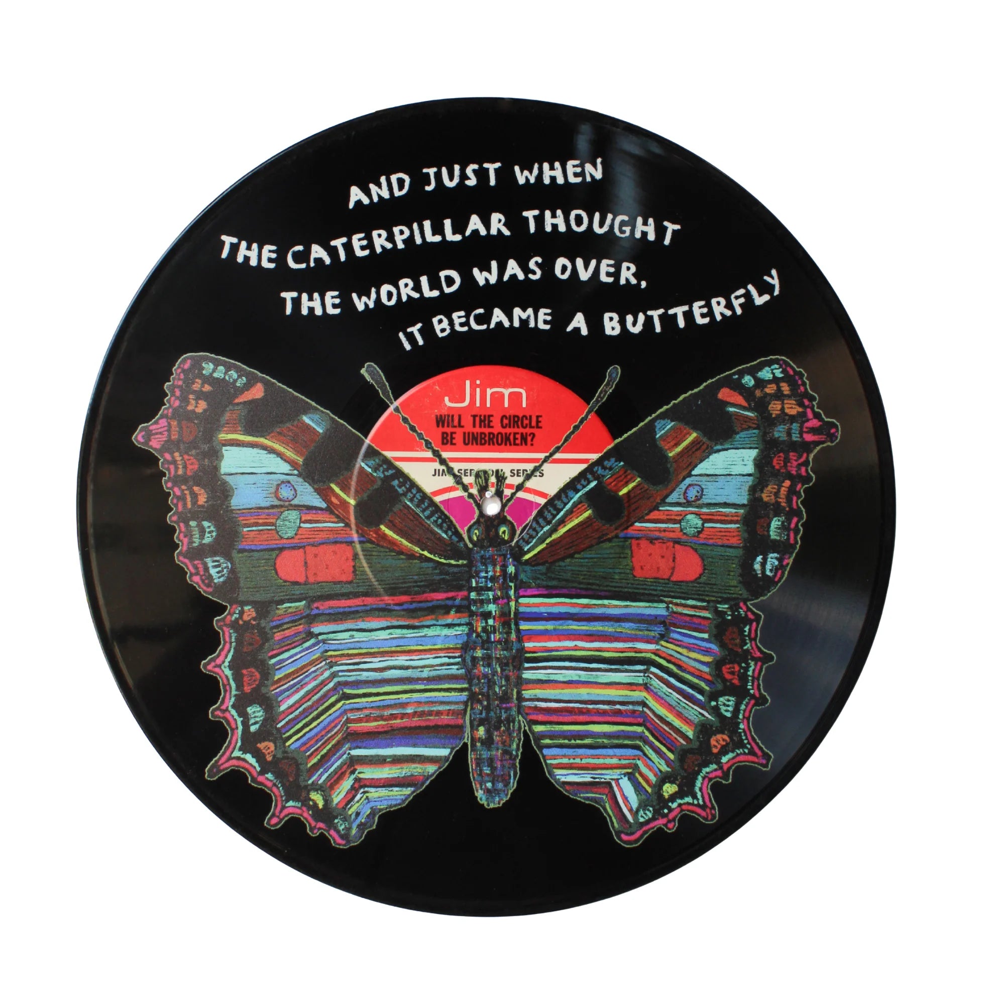 Butterfly with Quote Vinyl Record