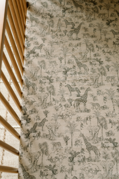 Vintage Safari Crib Sheet - Twinkle Twinkle Little One